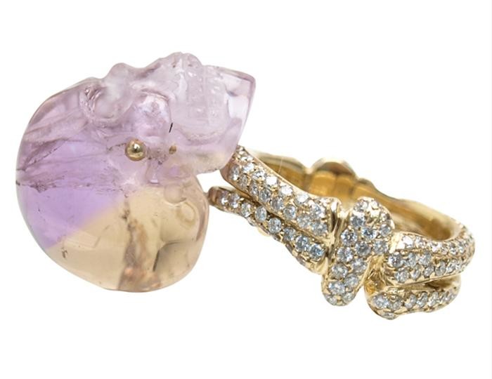 AMETRINE SKULL RING WITH DIAMONDS by Luis Morais ITEM NUMBER 45658 $11,000.00