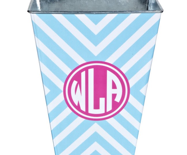 Monogrammed Waste Basket From Our Friends At Macbeth Collection $55; pinkmonogram.com