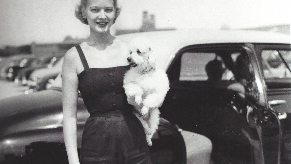 Mrs. Winston Guest with her dog